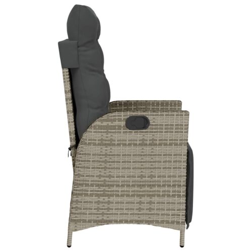 Reclining Garden Chairs 2pcs with Footrest Grey Poly Rattan - Image 6