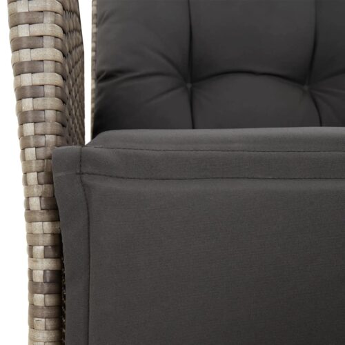 Reclining Garden Chairs 2pcs with Footrest Grey Poly Rattan - Image 10