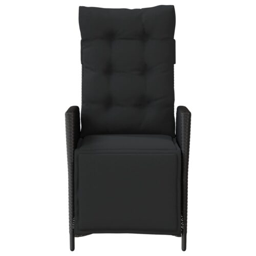 Reclining Garden Chairs 2pcs with Footrest Black Poly Rattan - Image 4
