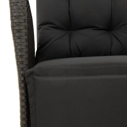 Reclining Garden Chairs 2pcs with Footrest Black Poly Rattan - Image 9