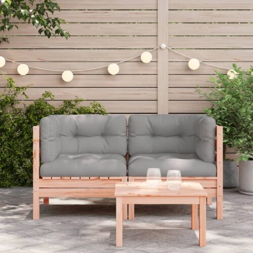 Garden Sofa Corner with Cushions 2pcs Solid Wood Douglas - Image 3