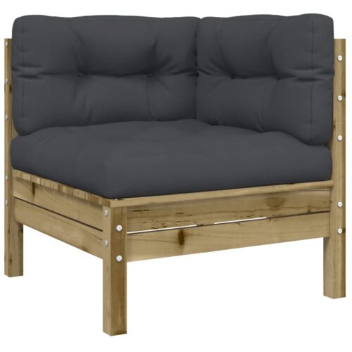 Garden Sofa Corner with Cushions 2pcs Impregnated Wood Pine - Image 5