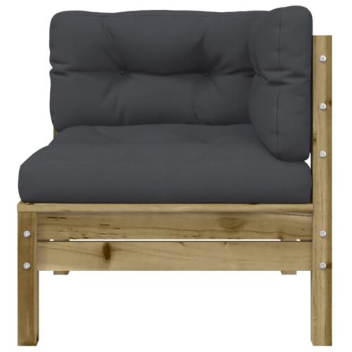 Garden Sofa Corner with Cushions 2pcs Impregnated Wood Pine - Image 6