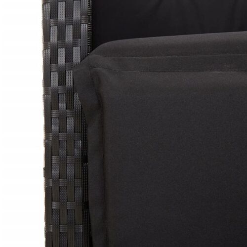 5-Piece Garden Dining Set with Cushions Black Poly Rattan - Image 8