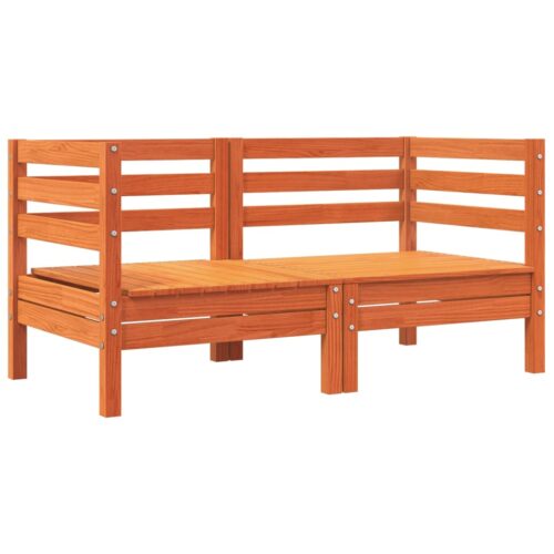Garden Sofa Corner with Cushions 2pcs Wax Brown Solid Wood Pine - Image 4