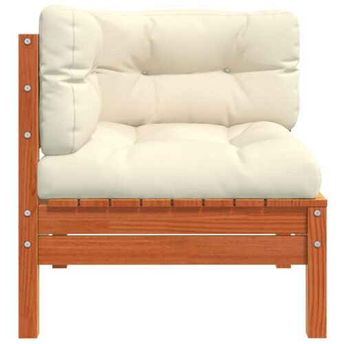 Garden Sofa Corner with Cushions 2pcs Wax Brown Solid Wood Pine - Image 7