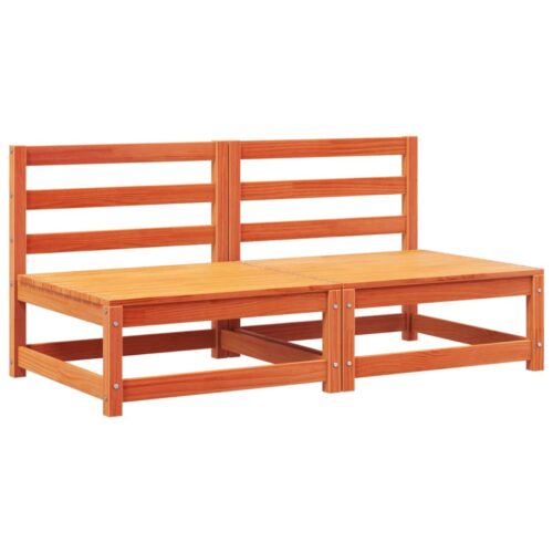 Garden Sofas Armless with Cushions 2pcs Wax Brown Solid Wood Pine - Image 4