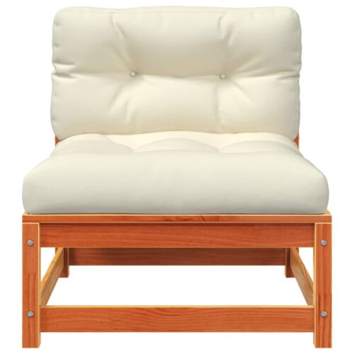 Garden Sofas Armless with Cushions 2pcs Wax Brown Solid Wood Pine - Image 6