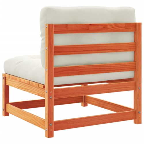 Garden Sofas Armless with Cushions 2pcs Wax Brown Solid Wood Pine - Image 8