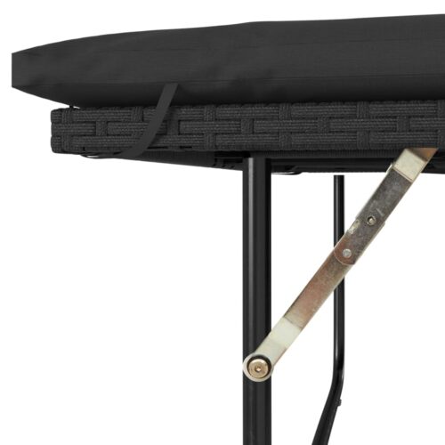 Garden Sofa with Cushions 2-Seater Black Poly Rattan - Image 10