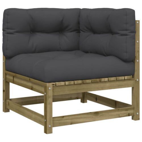 Garden Sofas Corner with Cushions 2pcs Impregnated Wood Pine - Image 5