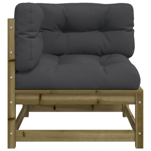 Garden Sofas Corner with Cushions 2pcs Impregnated Wood Pine - Image 6