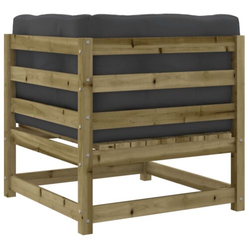 Garden Sofas Corner with Cushions 2pcs Impregnated Wood Pine - Image 8
