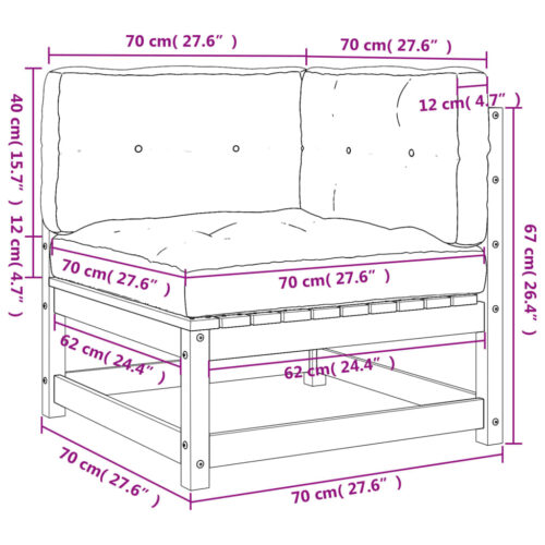 Garden Sofas Corner with Cushions 2pcs Impregnated Wood Pine - Image 10