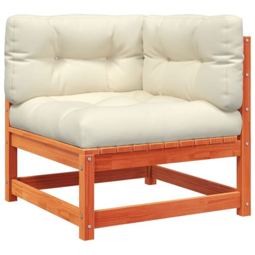 Garden Sofas Corner with Cushions 2pcs Wax Brown Solid Wood Pine - Image 4