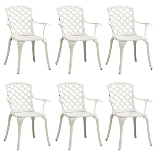Garden Chairs 6pcs Cast Aluminium White Outdoor Patio Furniture