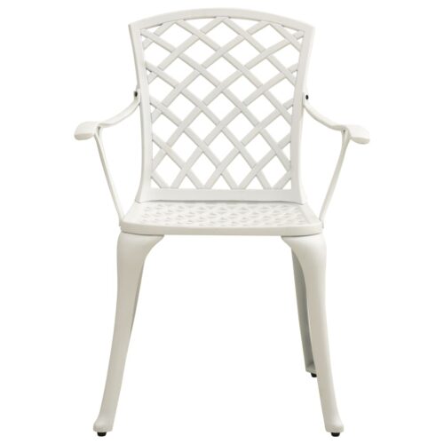 Garden Chairs 6pcs Cast Aluminium White Outdoor Patio Furniture - Image 5