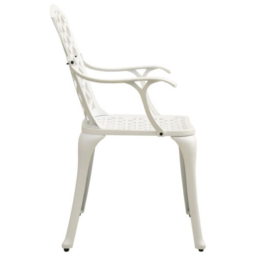 Garden Chairs 6pcs Cast Aluminium White Outdoor Patio Furniture - Image 6
