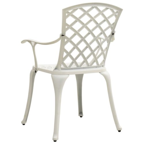 Garden Chairs 6pcs Cast Aluminium White Outdoor Patio Furniture - Image 7