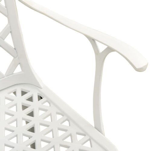 Garden Chairs 6pcs Cast Aluminium White Outdoor Patio Furniture - Image 9