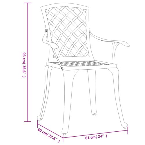 Garden Chairs 6pcs Cast Aluminium White Outdoor Patio Furniture - Image 10