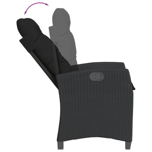 5-Piece Garden Dining Set with Cushions Black Poly Rattan - Image 6