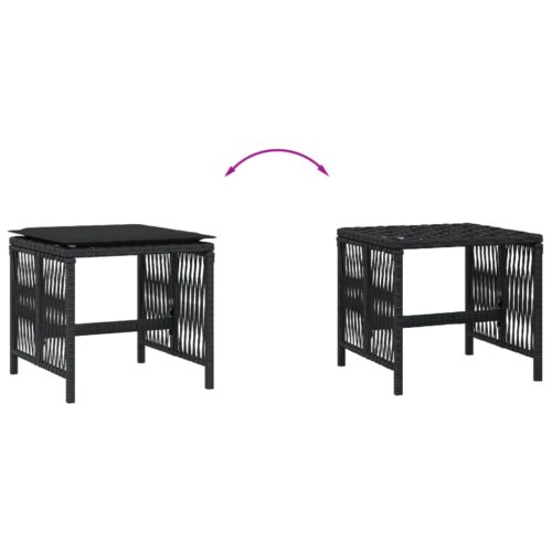 4x Garden Stools Wicker Rattan Outdoor Patio Bench Seat Chairs Ottomans Black - Image 7