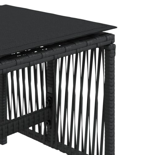 4x Garden Stools Wicker Rattan Outdoor Patio Bench Seat Chairs Ottomans Black - Image 9