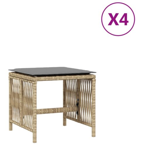 4pcs Outdoor Garden Stools Patio Ottoman Cushions Padded Bench Seat Mix Beige 41x41x36cm - Image 2