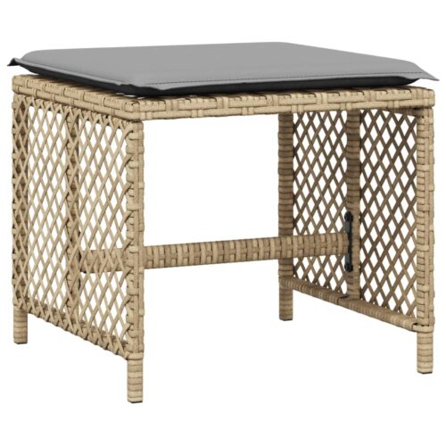 4pcs Outdoor Garden Stools Patio Ottoman Cushions Padded Bench Seat Mix Beige 41x41x36cm