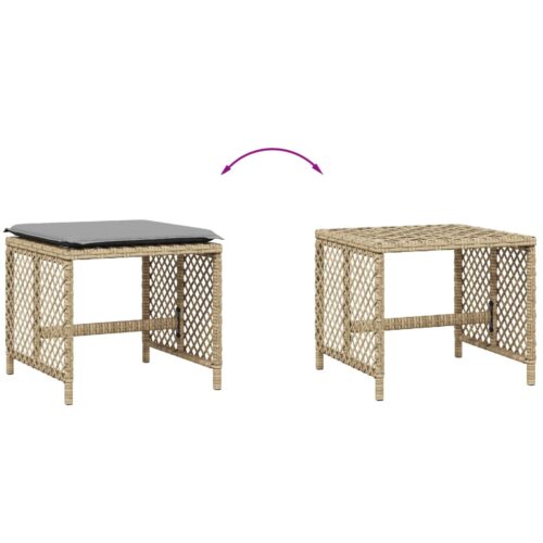 4pcs Outdoor Garden Stools Patio Ottoman Cushions Padded Bench Seat Mix Beige 41x41x36cm - Image 7