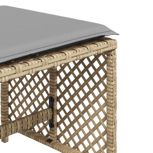 4pcs Outdoor Garden Stools Patio Ottoman Cushions Padded Bench Seat Mix Beige 41x41x36cm - Image 9