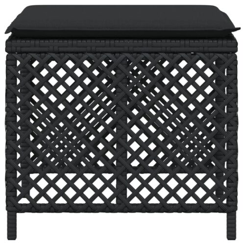 Outdoor Garden Stools Patio Ottoman Cushions Bench Seat 4pcs Black 41x41x36cm - Image 6