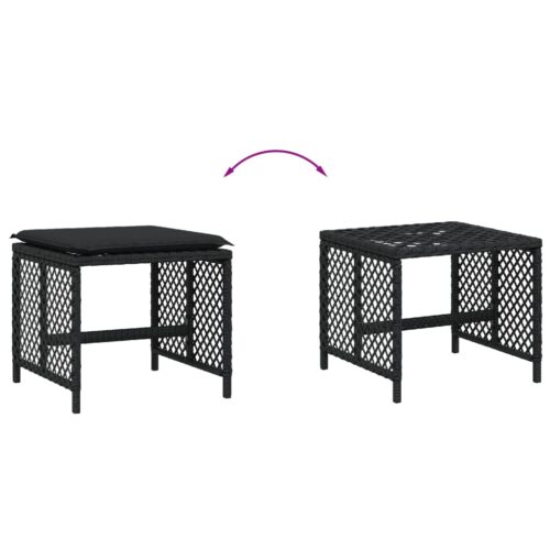 Outdoor Garden Stools Patio Ottoman Cushions Bench Seat 4pcs Black 41x41x36cm - Image 7