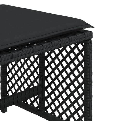 Outdoor Garden Stools Patio Ottoman Cushions Bench Seat 4pcs Black 41x41x36cm - Image 9