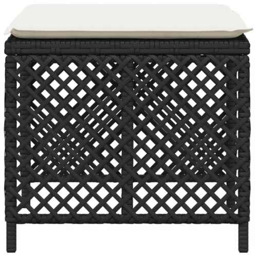 Outdoor Garden Stools Patio Ottoman Cushions Bench Seat 4pcs Black 41x41x36cm - Image 6