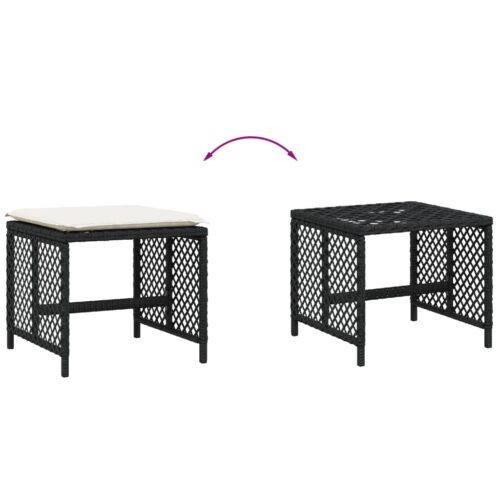 Outdoor Garden Stools Patio Ottoman Cushions Bench Seat 4pcs Black 41x41x36cm - Image 7
