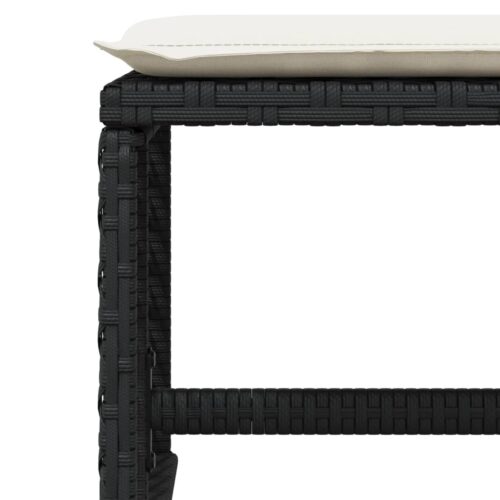 Outdoor Garden Stools Patio Ottoman Cushions Bench Seat 4pcs Black 41x41x36cm - Image 8