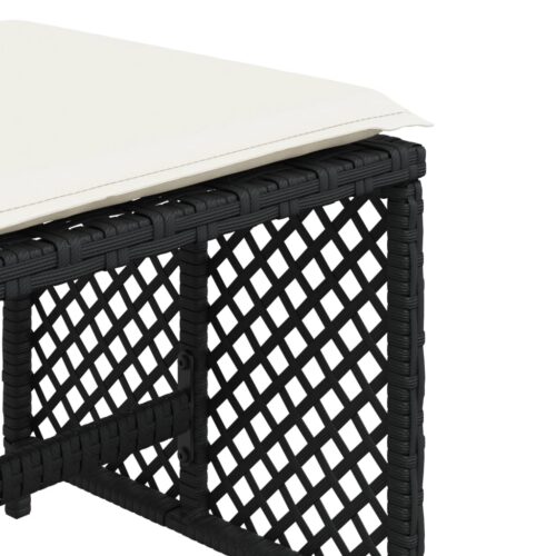 Outdoor Garden Stools Patio Ottoman Cushions Bench Seat 4pcs Black 41x41x36cm - Image 9