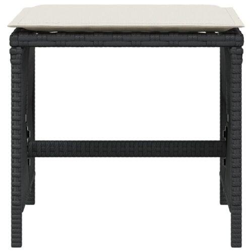4x Garden Stools with Cushions Wicker Rattan Outdoor Ottoman Bench Seat Black - Image 5