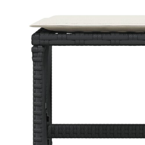 4x Garden Stools with Cushions Wicker Rattan Outdoor Ottoman Bench Seat Black - Image 8