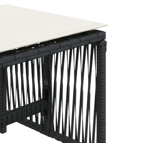 4x Garden Stools with Cushions Wicker Rattan Outdoor Ottoman Bench Seat Black - Image 9