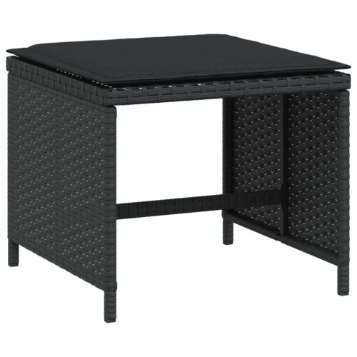 Outdoor Garden Stools Patio Ottoman Cushions Bench Seat 4pcs Black 41x41x36cm