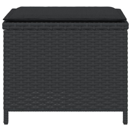 Outdoor Garden Stools Patio Ottoman Cushions Bench Seat 4pcs Black 41x41x36cm - Image 6