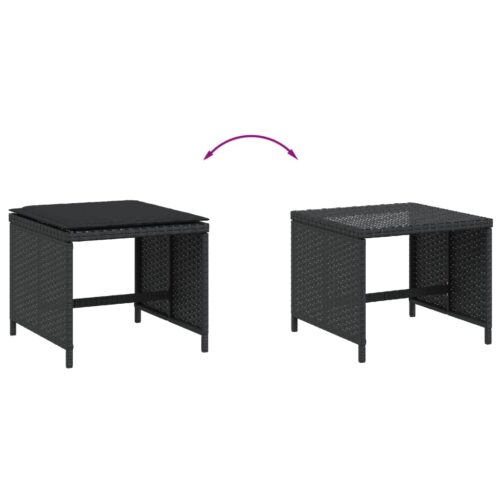 Outdoor Garden Stools Patio Ottoman Cushions Bench Seat 4pcs Black 41x41x36cm - Image 7