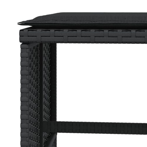 Outdoor Garden Stools Patio Ottoman Cushions Bench Seat 4pcs Black 41x41x36cm - Image 8
