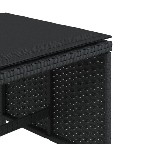 Outdoor Garden Stools Patio Ottoman Cushions Bench Seat 4pcs Black 41x41x36cm - Image 9