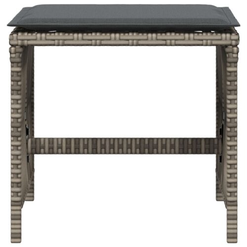 Outdoor Garden Stools Patio Ottoman Cushions Bench Seat 4pcs Grey 41x41x36cm - Image 5