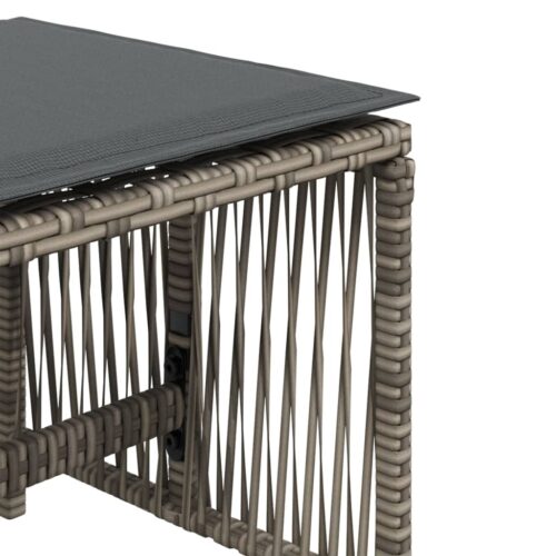 Outdoor Garden Stools Patio Ottoman Cushions Bench Seat 4pcs Grey 41x41x36cm - Image 9