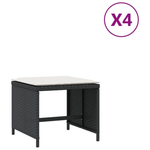 Outdoor Garden Stools Patio Ottoman Cushions Bench Seat 4pcs Black 41x41x36cm - Image 2